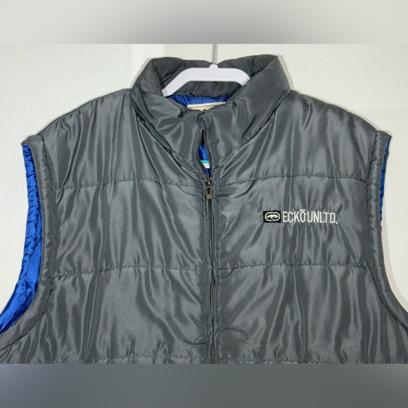 Nice Ecko Unltd Gray Puffer Vest Collared Full Zipper Men’s Size Xlarge - Picture 5 of 12